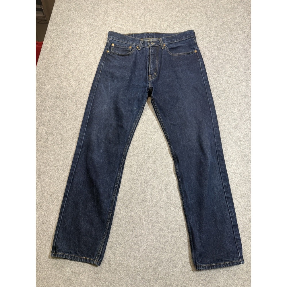 Levis 505 Regular Fit Jeans Mens 34x32 Dark Wash Blue Denim Straight Leg